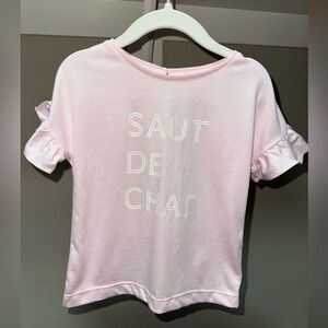 NWT - Jacadi Paris - Toddlers Pink Ruffle Sleeve Top